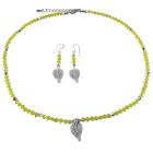 Yellow Crystals Vintage Jewelry Custom Citrine Crystals Diamond Embedded Leaf Pendant & Earrings