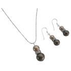 Wholesale Jewelry Bronze & Brown Pearls Necklace & Earrings Set