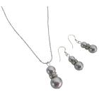 Enticing Jewelry Lite Grey Sterling Silver Earrings Necklace