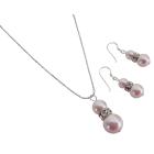 Attractive Price Allure Rose Pearls Pendant Necklace Earrings Set