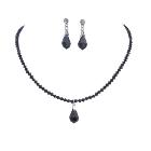 Handmade Jet Crystal with Teardrop Necklace Earrings Wife Gift
