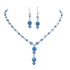 Custom Made Swarovski Aqua & Turquoise Crystals Jewelry Set