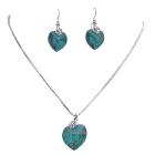 Emerald Heart Romantic Valentine Necklace Earrings Jewelry