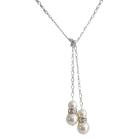 Lariat Necklace Swarovski Ivory Pearls W/ Diamante Spacer