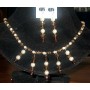 Genuine Swarovski Austrian Lt. & Dark Smoked Topaz Crystal & Cream Pearl Necklace Set Handmade