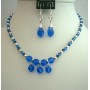 Genuine Swarovski Sapphire and Montana Crystal Necklace Set HandCrafted Custom Jewelry