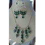  Swarovski Emerald Crystals Bridal Sterling Silver Necklace Set