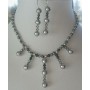 Swarovski Grey Pearls & Crystals Necklace & Earrings Custom Jewelry