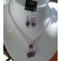 Genuine Light Amethyst Swarovski Crystal w/ Purse Pendant Necklace set Handcrafted Custom Jewelry