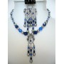 Vintage Genuine Swarovski Sapphire Crystal & Pearl Necklace Set Handcrafted Custom Jewelry