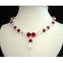 Swarovski AB Siam Red & AB Crystals Drop Pendant Handcrafted Necklace