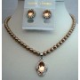Necklace Set Jewelry Swarovski Bronze Pearls w/ Pendant Stud Earrings