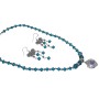Genuine Swarovski Blue Zircon & Meridian Blue Crystals w/ AB Crystals Heart Pendant Necklace Set