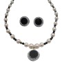 Beautiful Black & White Necklace Set Genuine Swarovski Cream White Pearls & AB Jet Crystals