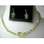 Genuine Swarovski Lime & Jonquil Crystals Necklace Set w/ Teardrop Earring