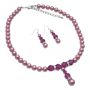 Pearl Jewelry Handcrafted Pearl & Crystals Necklace Genuine Swarovski Rose Pearl & Fuschia Crystals Jewelry