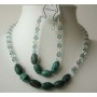 Handcrafted Jewelry Genuine Swarovski Erinite & AB w/ Tibet Spiderweb Green Stone Necklace & Bracelet