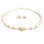 Handmade Choker made w/ Genuine FreshWater Pearls Rondells Gold Plated Pendant Necklace Set