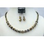 Cinnamon Crystal Jewelry Genuine Swarovski Dorado Crystal w/ Silver Rondells Necklace & Sterling Silver Earrings