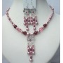 Sterling Silver Swarovski Pearls & Crystal Jewelry Rose Powder Pearls Rose Pink & Fuschia Crystal Necklace & Earrings