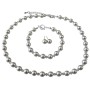 Handmade Genuine Pearl & Clear Crystal Jewelry Necklace Earrings Bracelet Complete Set