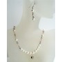 Pearl And Crystal Custom Jewelry Genuine Swarovski White Pearl Peach Black Diamond Crystal Neckace Set
