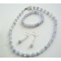 Blue Agate Beads Custom Jewelry Swarovski AB Crystals Silver Earrings