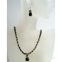 Dorado and Jet Swarovski Crystal Handmade Custome Jewelry w/ Cute Dangling Necklace Set