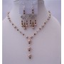 Dark Brown Smoked Topaz Crystals Bronze Pearls Y Necklace Jewelry Set