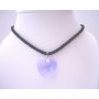 Swarovski Light Sapphire Heart 28mm Pendant Black Chord Necklace