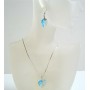 Aquamarine Sexy Heart Pendant & Earrings Necklace Set