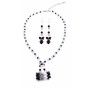 TriColor Swarovski Crystal Jewelry Handmade Purse Pendant Necklace Set