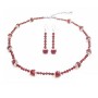 Swarovski Red Crystals w/ Bali Cap Beads Necklace Set 8mm Round Beads