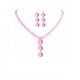 Swarovski Rose Pink Crystals Drop Down Pendant Handmade Necklace Set