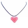 Rose 3D Crystals Puffy Heart Necklace Handmade Pendant