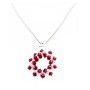 Siam Red & Japanese Glass Beads Pendant w/ Rhodium Silver Chain