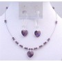 Inexpensive Valentine Jewelry Swarovski Amethyst Heart Pendant Earring