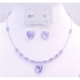 Heart Jewelry Set Valentine Inexpensive Gift Swarovski Violet Crystals