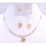 Golden Shadow Crystals Heart Pendant Bridesmaid Valentine Jewelery Set