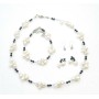 Jet Crystals Necklace & Earrings Set Fashion Freshwater Pearls Jewelry