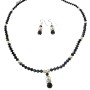 Handmade Jewelry Combo Black & Ivory Jet Crystals & Ivory Pearls Set