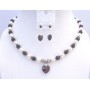 Garnet Heart Pendant Jewelry Cream Pearls Bali Silver Spacer Necklace