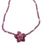 Fuchsia & Clear Swarovski Crystals Flower Pendant Handmade Jewelry