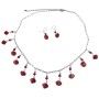 Exquisite Dark Red Coral Swarovski Crystals Silver Plated Necklace Set