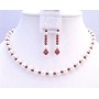 Seduction Claret Swarovski Crystals w/ Pure White Pearls Necklace Set