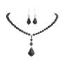 Black Baroque Pendant Crystals Necklace Earrings Set