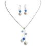 Tinkerbell Necklace Earrings AB Sapphire Crystals Ivory Pearls