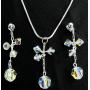 Prom Jewelry AB Crystal Dangling Pendant And Earrings Set