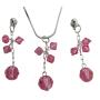 Unique Gift For Woman Romantic Touch Rose Crystal Pendant Earrings Set