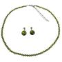 Wedding Jewelry In Olive Green Crystals with Surgical Post Earrings